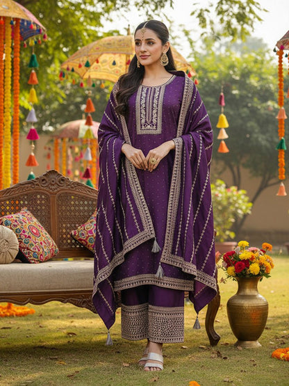 Dhiyona KL Yoke Design Regular Kurta with Palazzos & With Dupatta