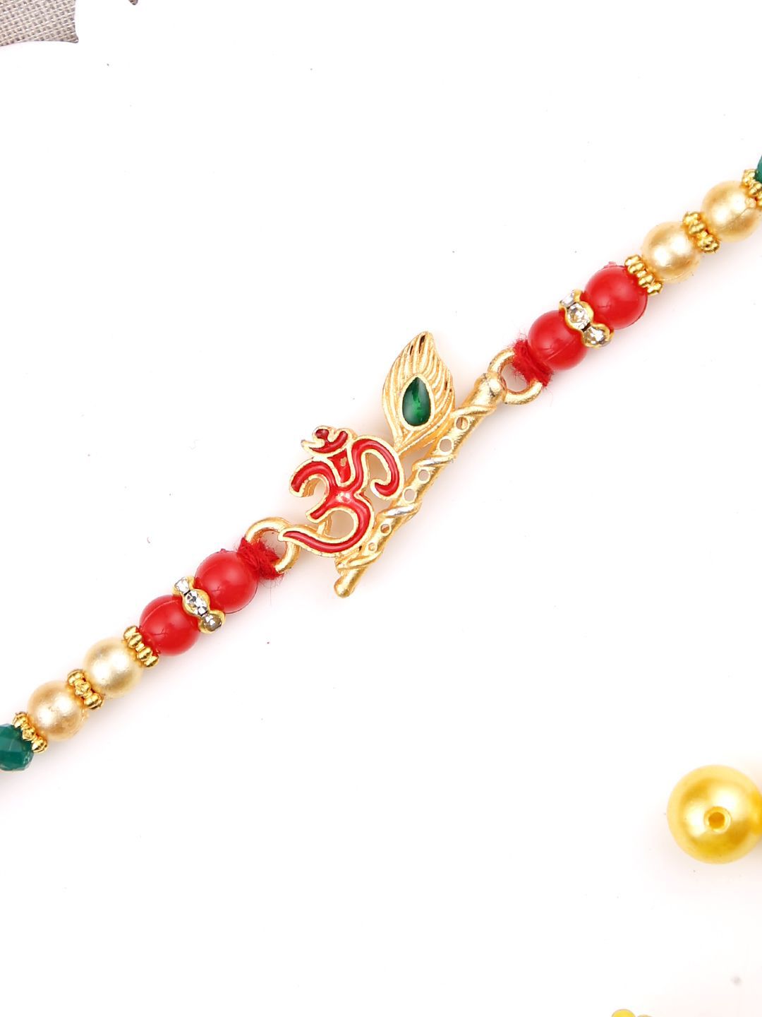 Dhiyona Divine Om & Flute Thread Rakhi With Roli Chawal & Greetings Card
