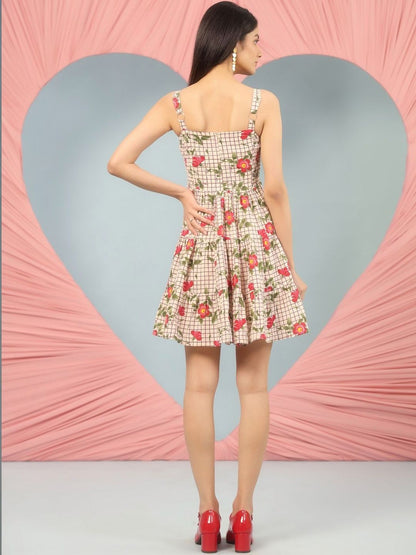 Dhiyona AY Women's Floral Print Fit & Flare Mini Dress
