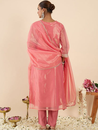 Women Ethnic Motifs Embroidered Regular Thread Work Kurta with Trousers & With Dupatta