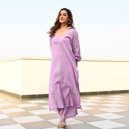 Lavender Crushed Cotton Coord Set