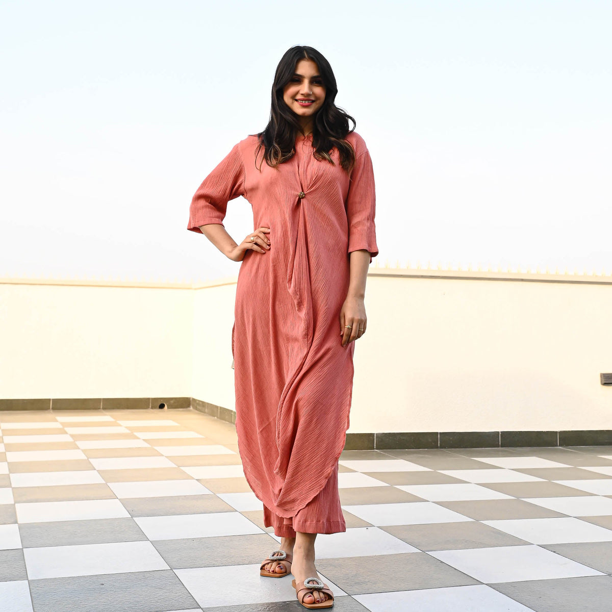 Bunai Rust Crushed Cotton Coord Set