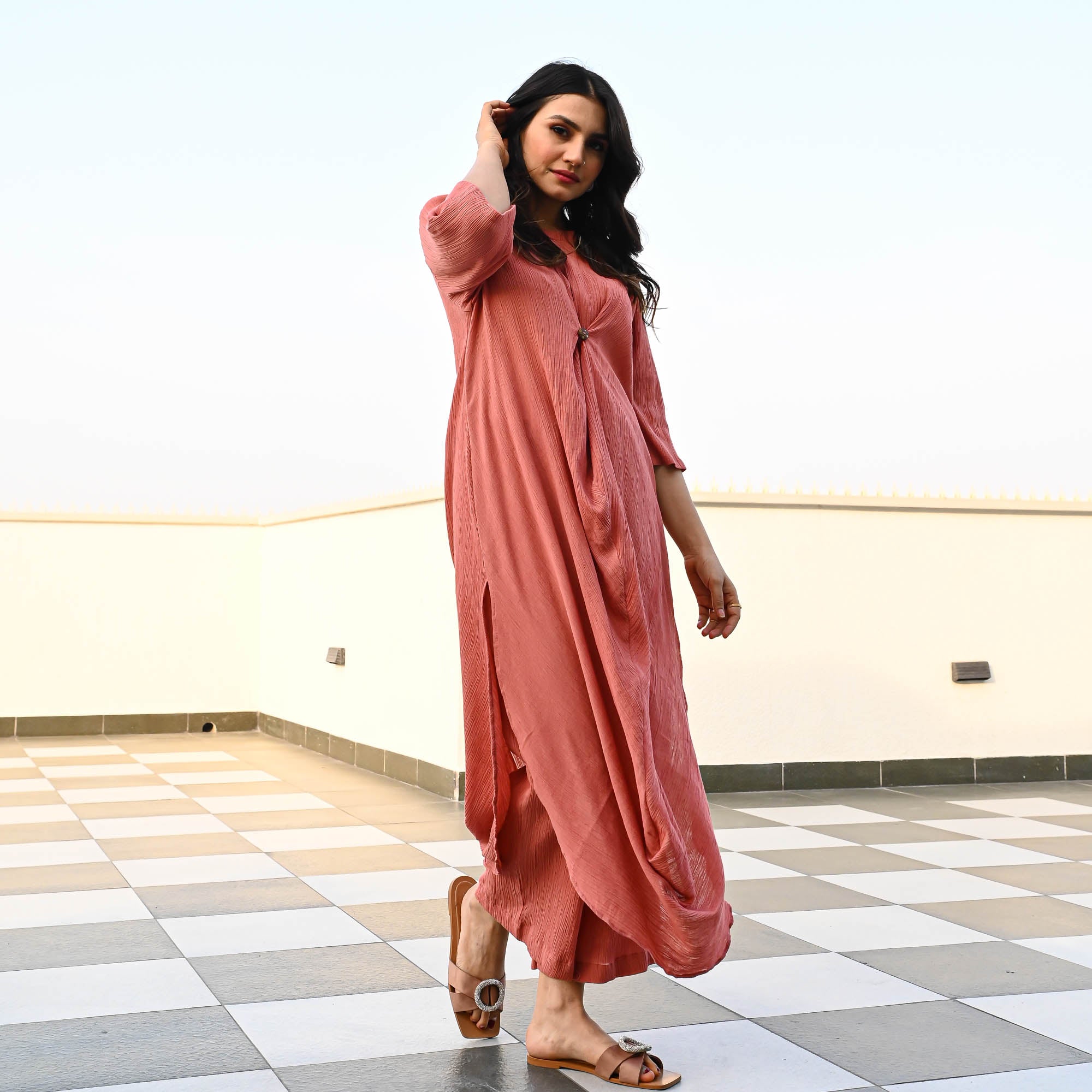 Bunai Rust Crushed Cotton Coord Set