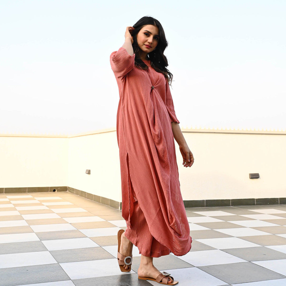 Bunai Rust Crushed Cotton Coord Set