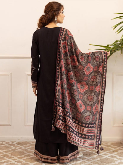Dhiyona IE Women Ethnic Motifs Embroidered Kurta with Sharara & Dupatta