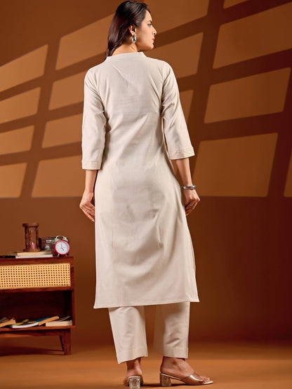 Women Ethnic Motifs Embroidered Regular Thread Work Pure Cotton Kurta with Trousers