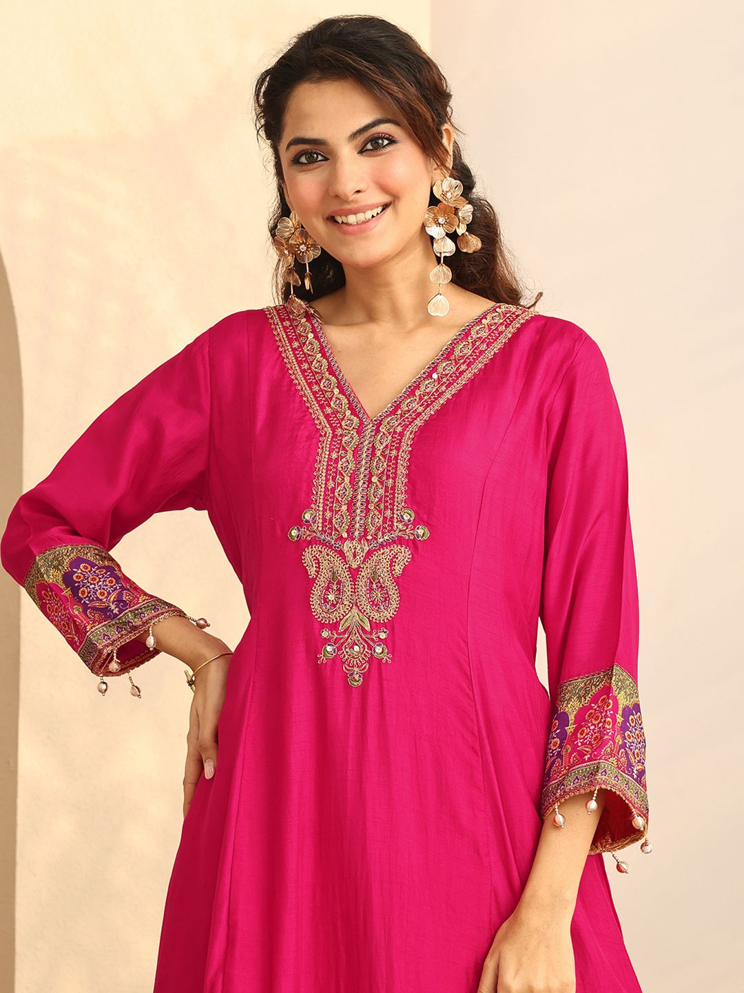 Dhiyona LL Women Ethnic Motifs Embroidered Regular Mirror Work Kurta with Palazzos & With Dupatta
