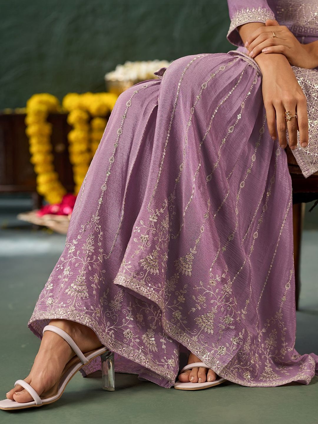 Dhiyona AN Women Ethnic Motifs Printed Regular Kurta with Sharara & With Dupatta