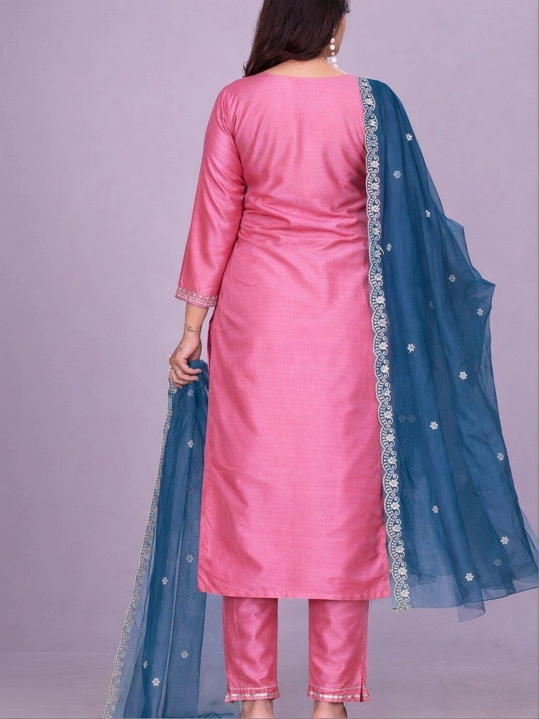 Women Ethnic Motifs Embroidered Regular Thread Work Kurta with Trousers & With Dupatta