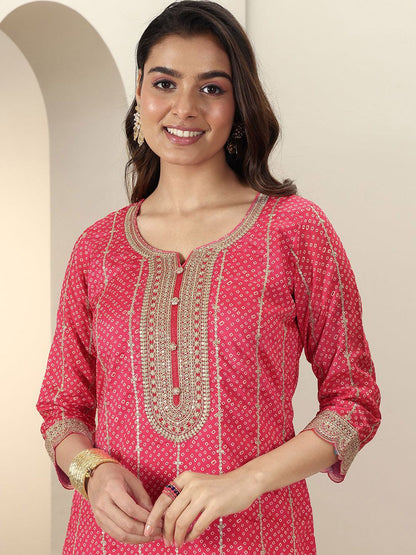 Dhiyona LL Bandhani Printed Regular Kurta With Palazzos & Dupatta
