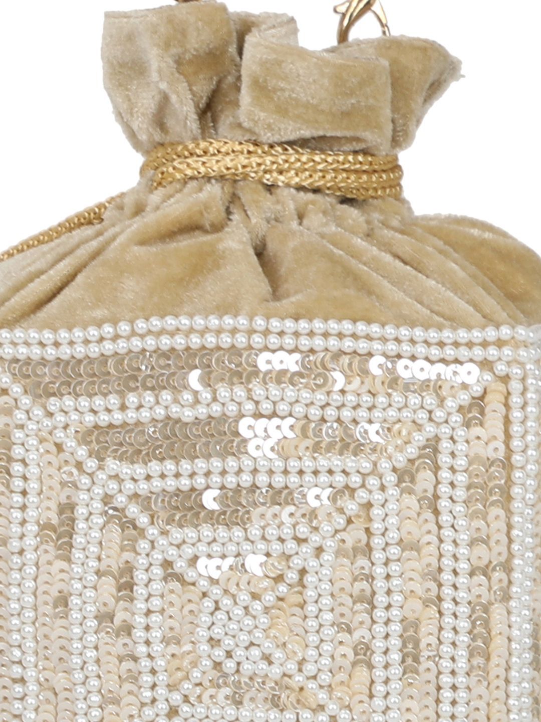 Dhiyona NR Embroidered Pearl Potli Clutch