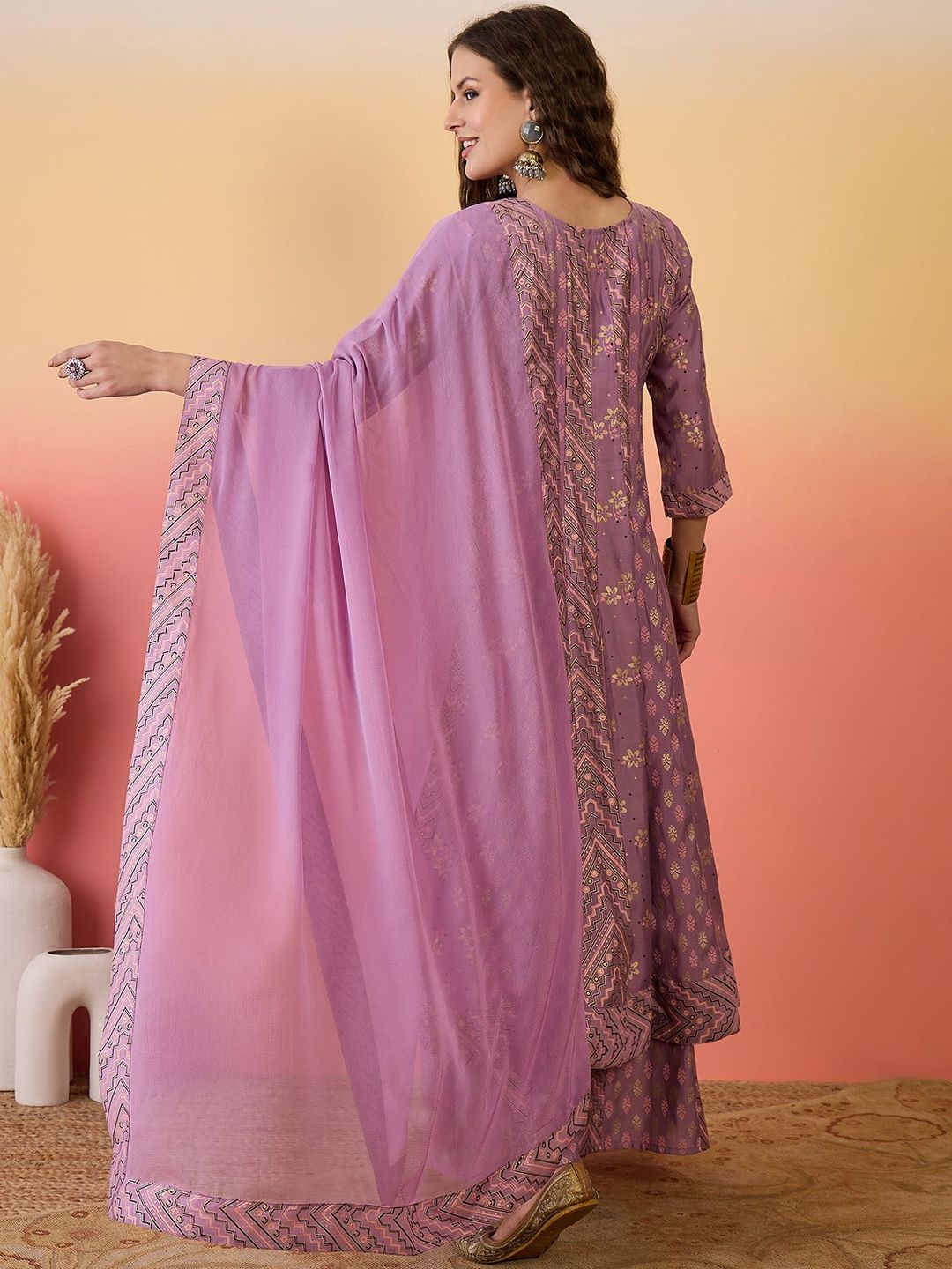 Dhiyona SN Alia Cut Embroidered Kurta & Palazzo With Dupatta