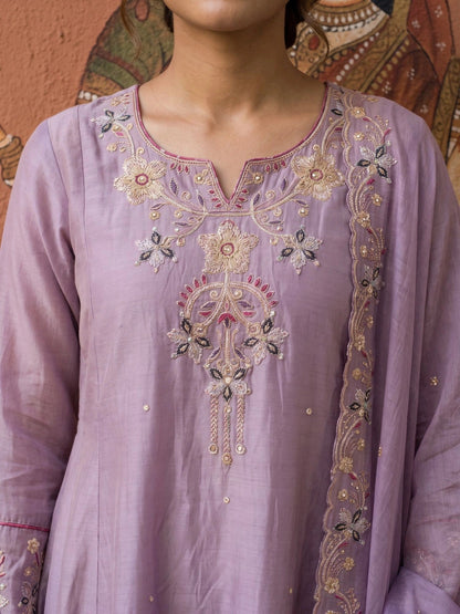 Women Ethnic Motifs Embroidered Regular Thread Work Kurta with Trousers & With Dupatta