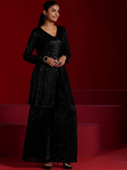 Dhiyona LL Embroidered Sequinned Kurta with Palazzos & Dupatta