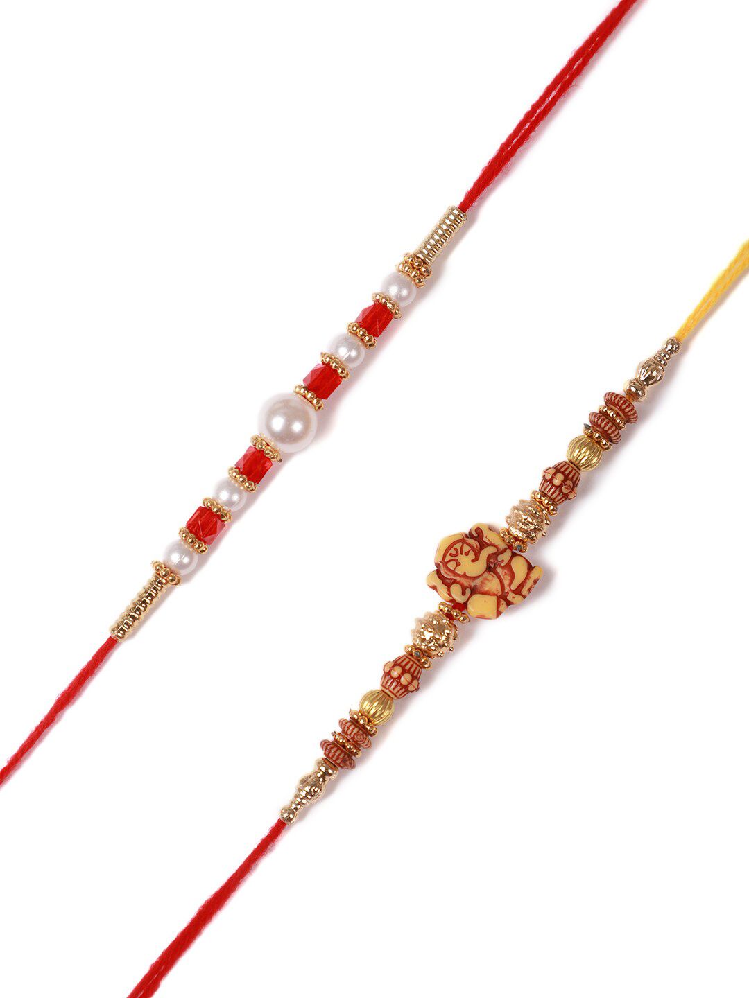 Dhiyona Unisex Set Of 2 Beaded Thread Rakhi