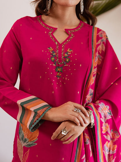 Dhiyona SN Women Floral Embroidered Kurta with Palazzo & Dupatta