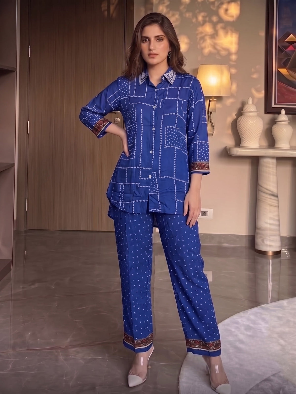Jharna Cobalt Printed Co-Ord Set