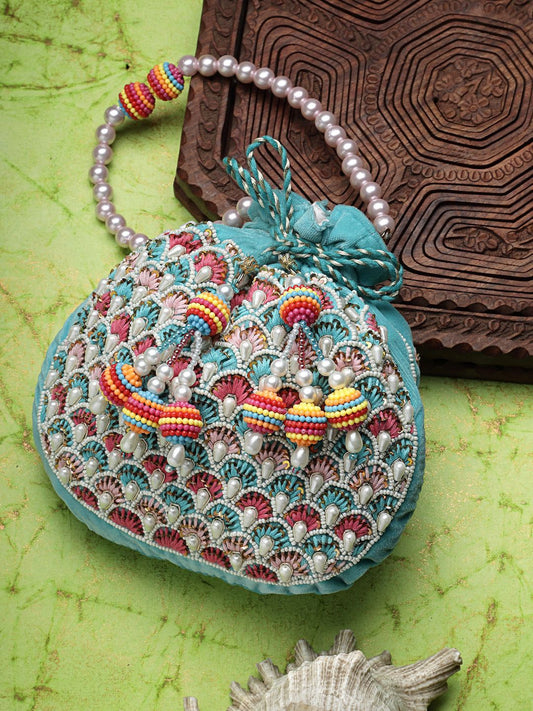 Dhiyona NR Embellished Tasselled Potli Clutch