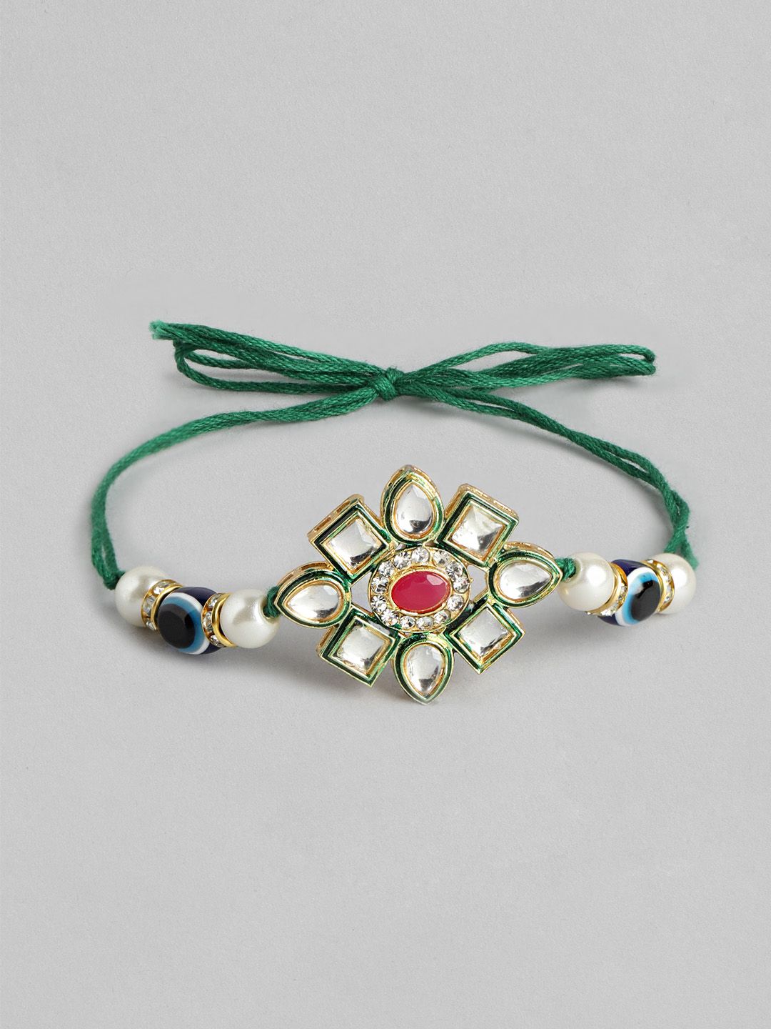 Dhiyona Unisex Set of 2 Beaded Bhai Bhabhi Rakhis With Roli & Chawal