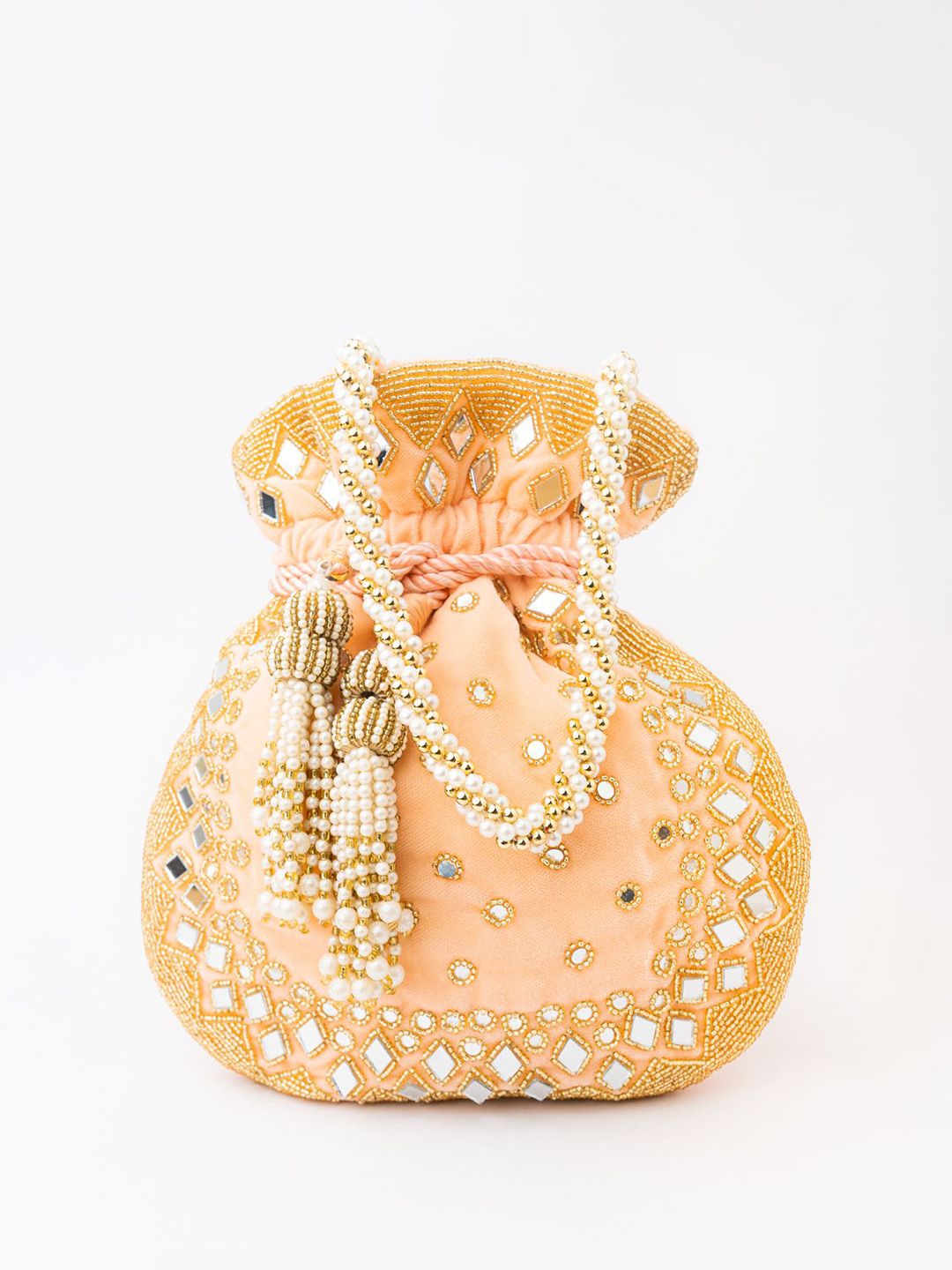 Dhiyona NR Embroidered Mirror Work Potli Clutch