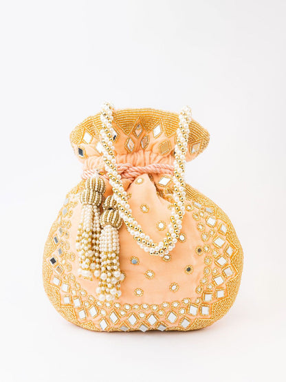 Dhiyona NR Embroidered Mirror Work Potli Clutch
