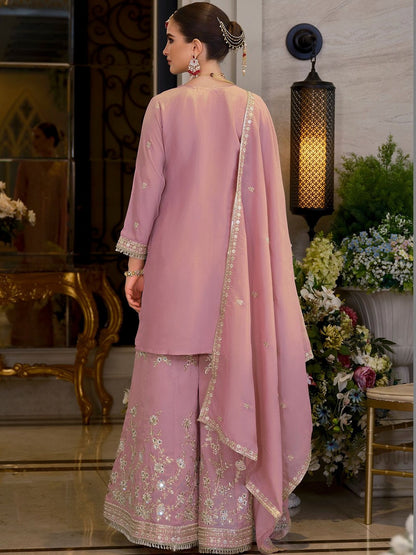 Women Ethnic Motifs Embroidered Regular Mirror Work Kurta with Sharara & With Dupatta