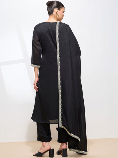 Dhiyona KL Women Ethnic Motifs Embroidered Regular Thread Work Kurta with Palazzos & With Dupatta