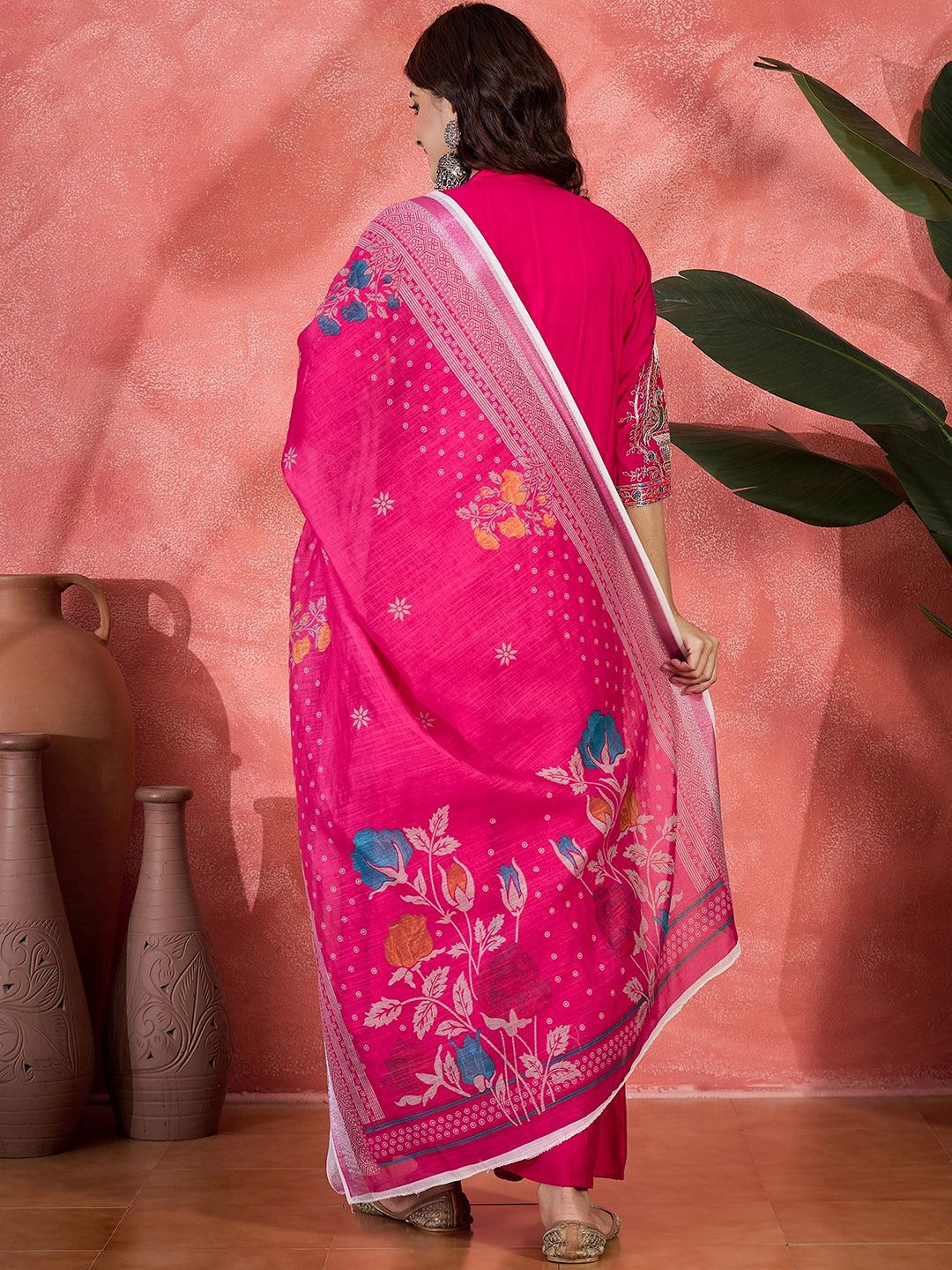 Dhiyona SN Embroidered Zari Work Anarkali Kurta & Palazzo With Dupatta