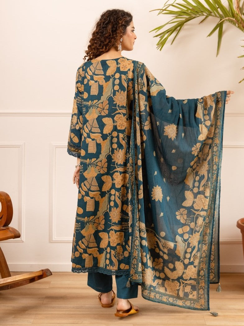 Karen sapphire cotton suit set