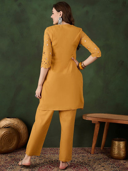 Dhiyona SN Women's Embroidered Pure Cotton Kurta & Trousers