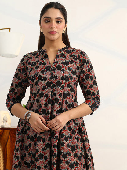Women Ethnic Motifs Printed Regular Cotton Blend Kurta with Trousers & With Dupatta