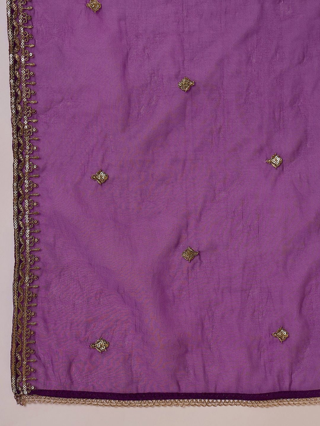 Zari Sequence Cording Embroidered Velvet Kurta with Trousers & Dupatta Set