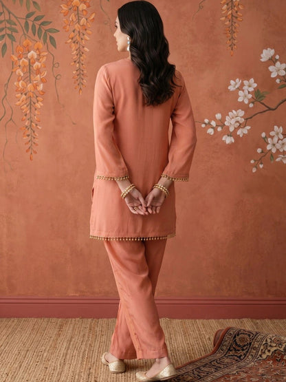 Women Floral Embroidered Regular Sequinned Kurta with Trousers