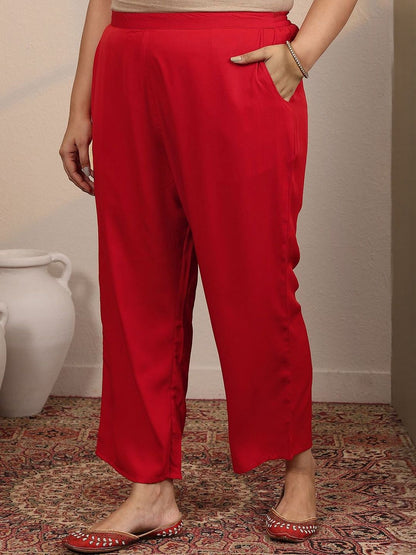 Dhiyona Women's Plus Size Bandhani Printed Regular Kurta with Trousers & Dupatta