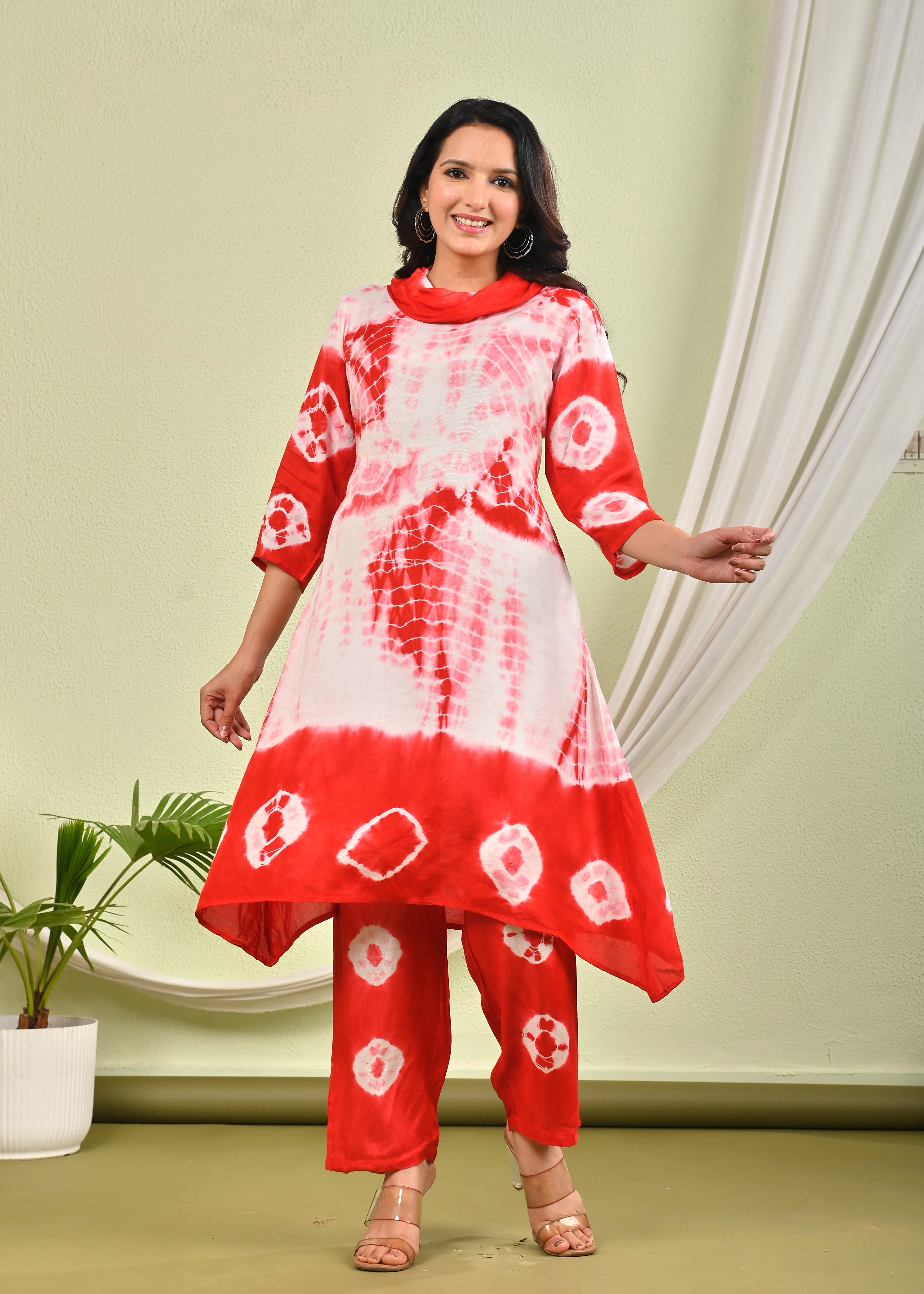 SANA CRIMSON SHIBORI COTTON CO-ORD SET