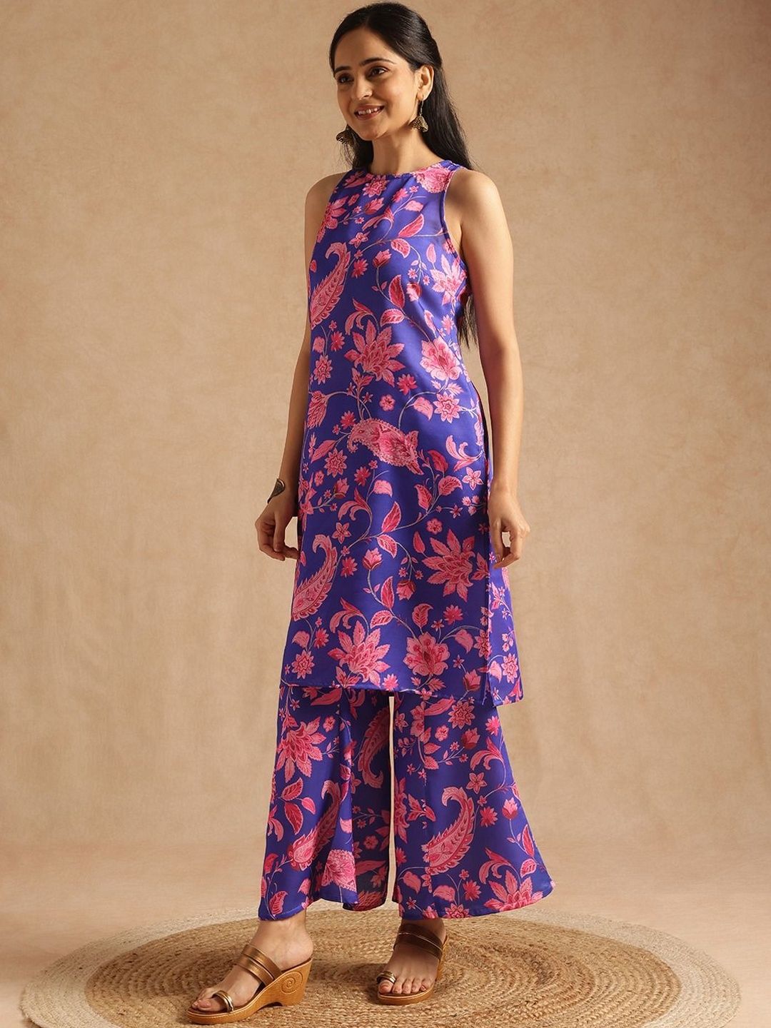 Dhiyona AN Women Floral Printed Regular Kurta with Sharara