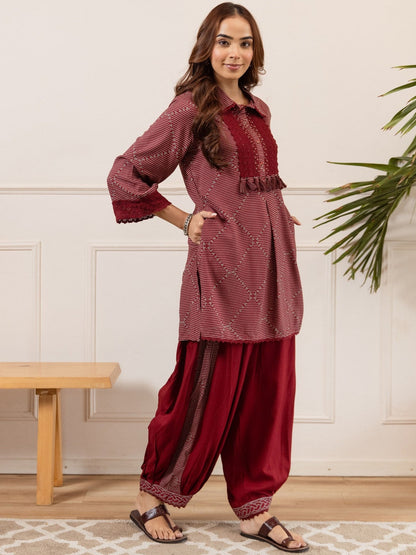 Geometric Printed Straight Kurta with Patiala