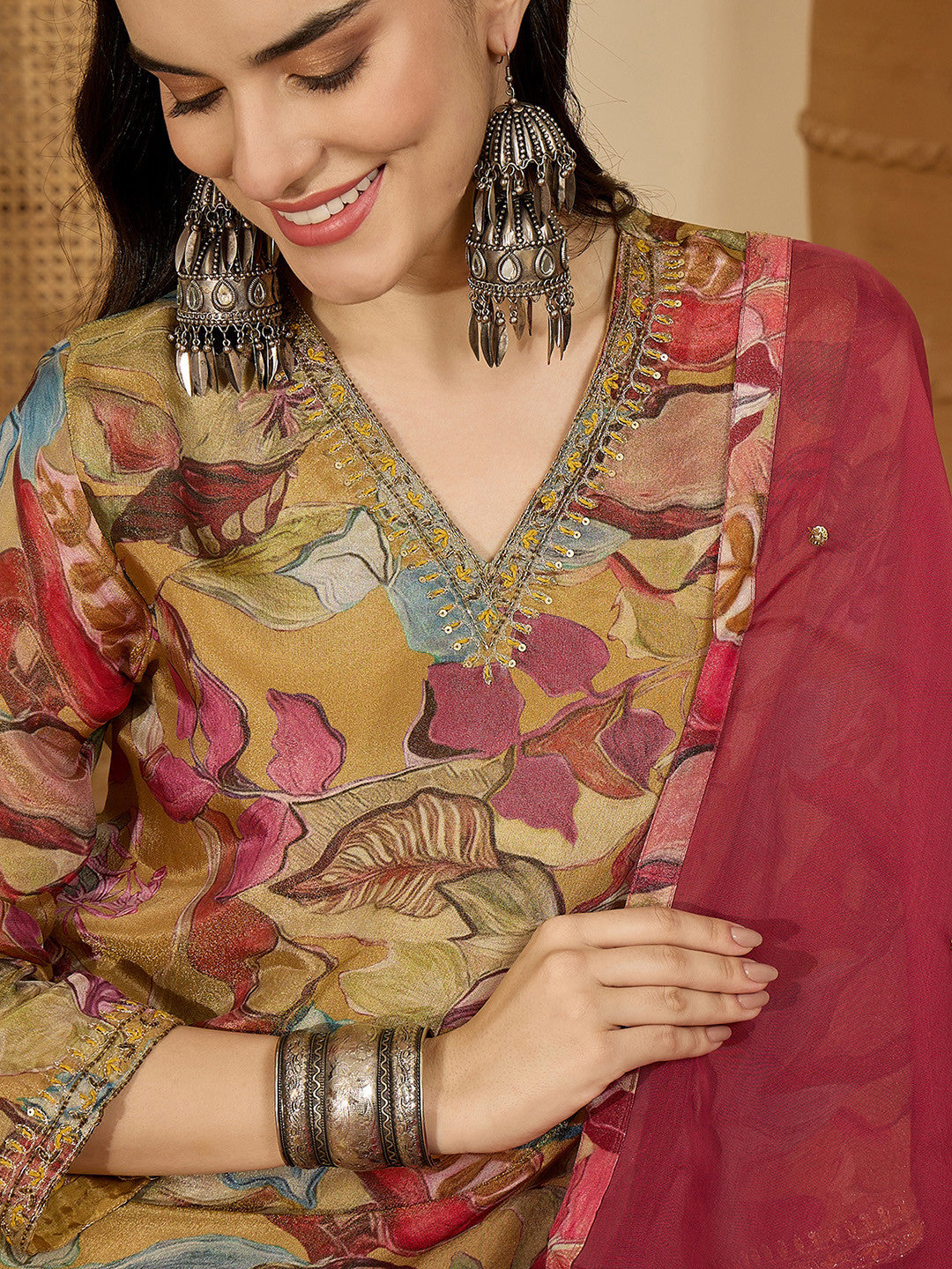 Printed Straight Kurta Sets With Dupatta