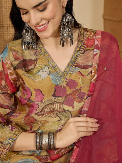 Printed Straight Kurta Sets With Dupatta