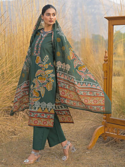 Women Ethnic Motifs Printed Regular Pure Cotton Kurta with Trousers & With Dupatta