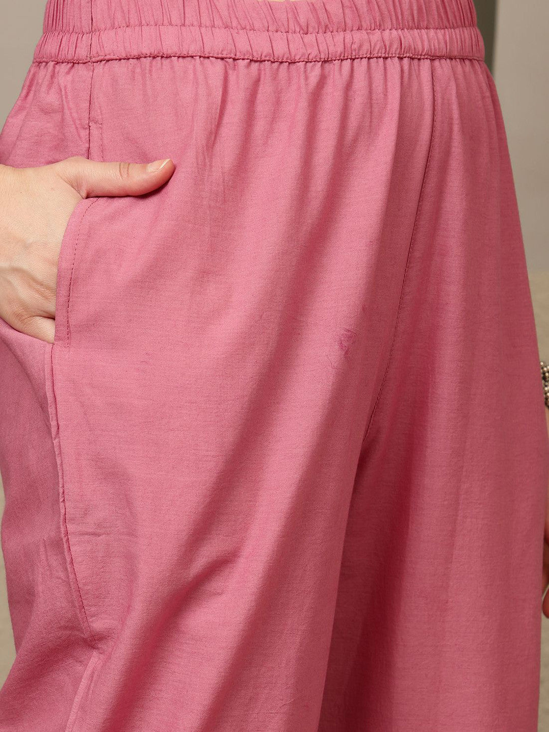 Mauve Floral Embroidered Pure Cotton Sequinned Kurta Kurta With Trousers & Dupatta