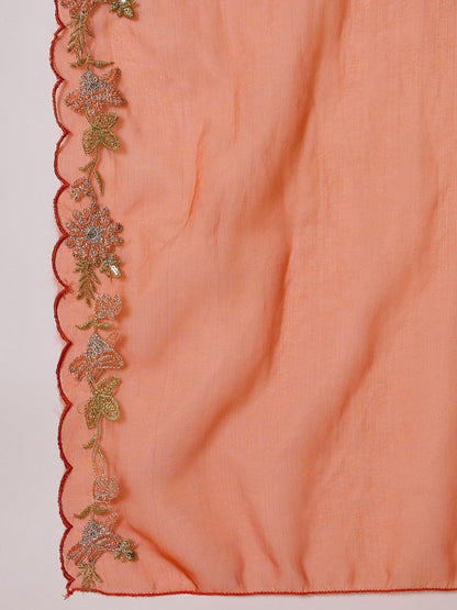 Floral Embroidered Kurta & Trousers with Dupatta Set