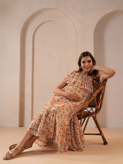 Dhiyona AY Women's Printed Fit & Flared Maternity Ethnic Dresses
