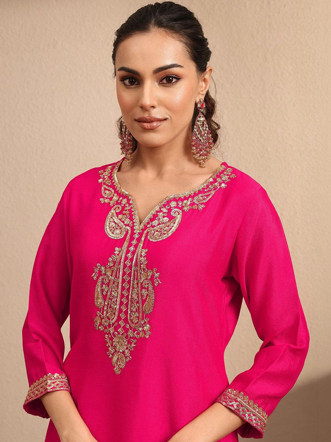 Women Floral Embroidered Regular Kurta with Palazzos & With Dupatta