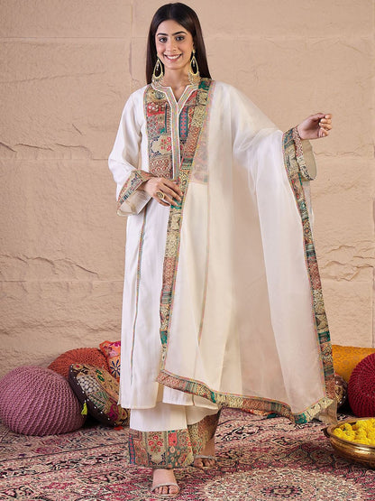 Dhiyona IN Women Ethnic Motifs Printed Kurta with Palazzo & Dupatta