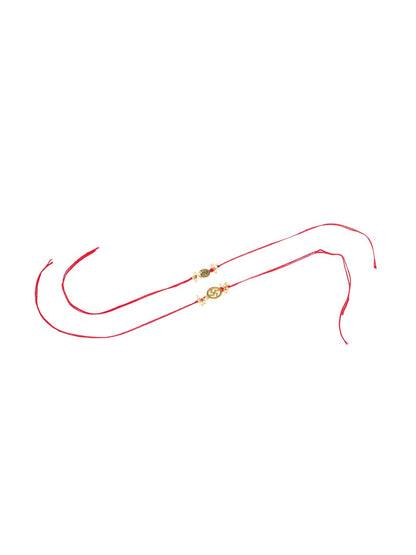 Dhiyona Pack Of 2 Swastik Desgin Bhaiya Bhabhi Rakhi With Roli Chawal Chandan Mishri