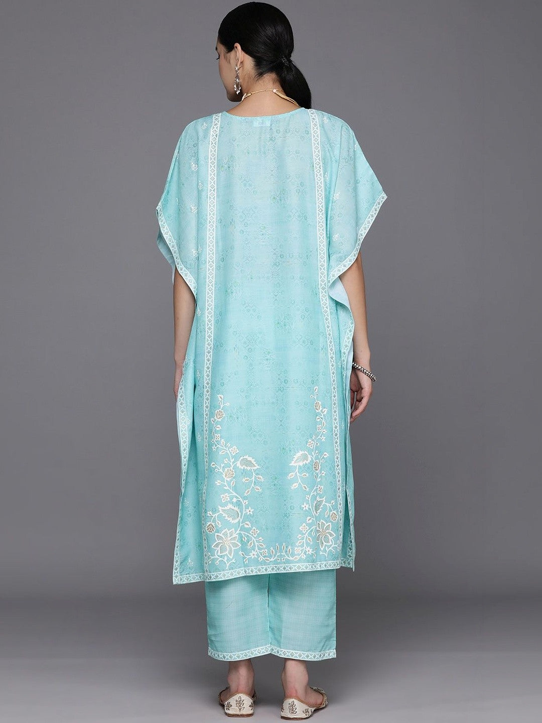 Women Floral Printed Regular Thread Work Kurta with Trousers