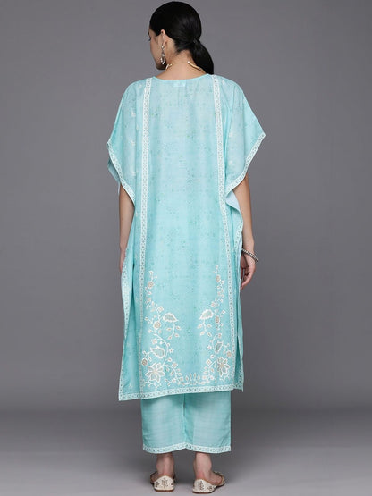 Women Floral Printed Regular Thread Work Kurta with Trousers