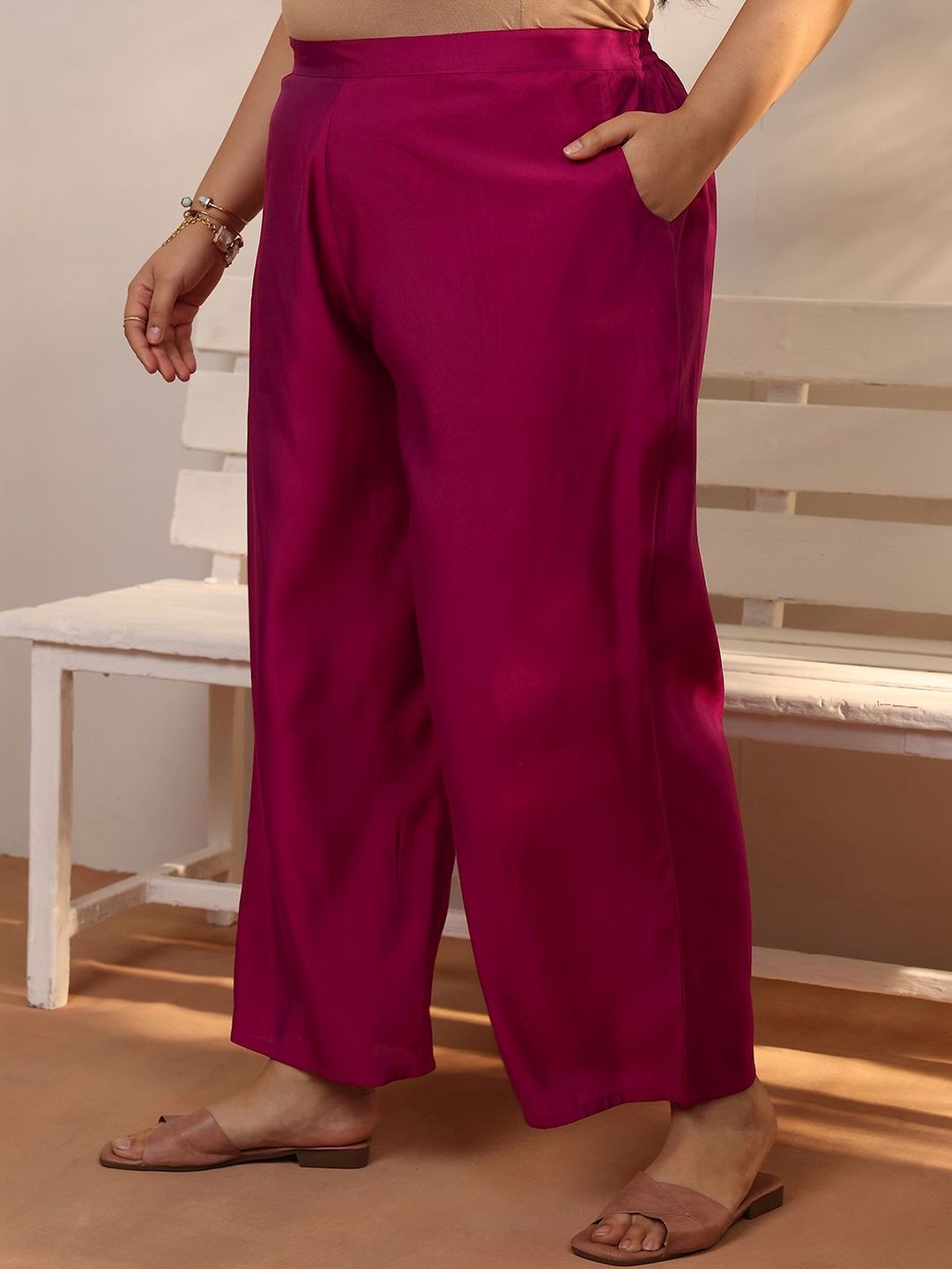 Dhiyona Women's Plus Size Ethnic Motifs Embroidered Kurta with Palazzo & Dupatta