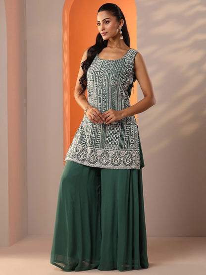 Dhiyona LL Women Ethnic Motifs Embroidered Kurti with Palazzo & Dupatta